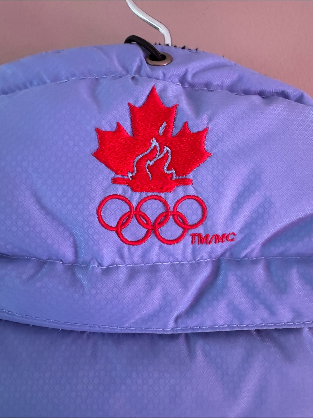 Lavender light Blue Puffer Jacket with Red Olympic embroidered logo - Picture 11 of 12